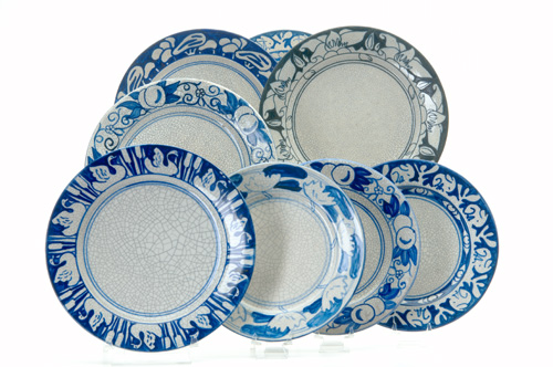 Appraisal: DEDHAM Eight Crackleware plates four breakfast plates in Rabbit Horse