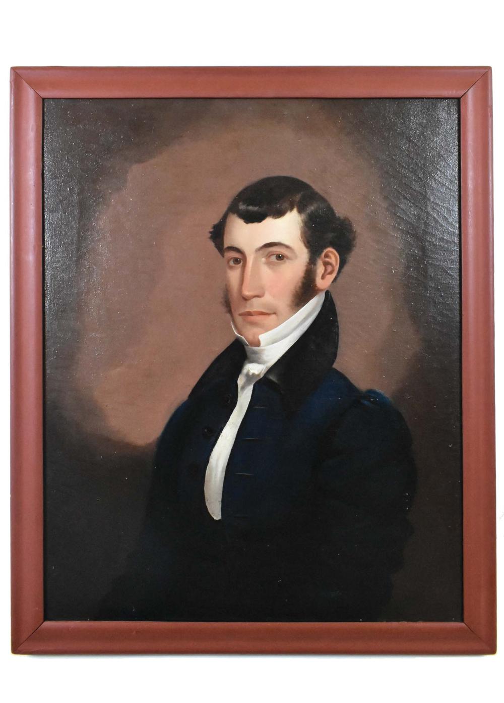 Appraisal: AMERICAN SCHOOL PORTRAIT OF A MAN CIRCA Half Length Seated