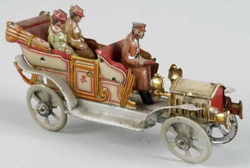 Appraisal: Tin Litho Deluxe Automobile Penny Toy Description German Marked Gesch