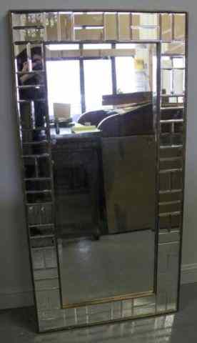 Appraisal: Rectangular Beveled Mirror with AlternatingBeveled Mirror Border From a NYC