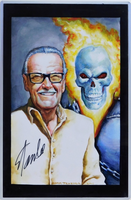 Appraisal: MARK TEXEIRA STAN LEE SIGNED GHOST RIDER PAINTING New York