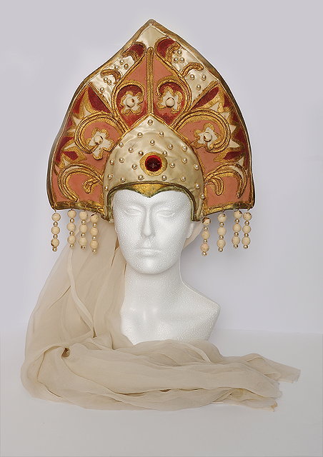 Appraisal: A cream and pink headdress designed by Natalia Goncharova for