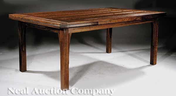 Appraisal: A Stickley Arts and Crafts Oak Extension Dining Table contemporary