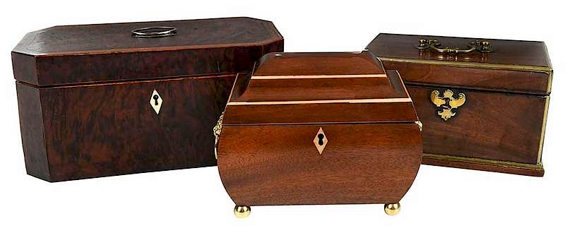 Appraisal: Three British Tea Caddies Inlaid British th th century three