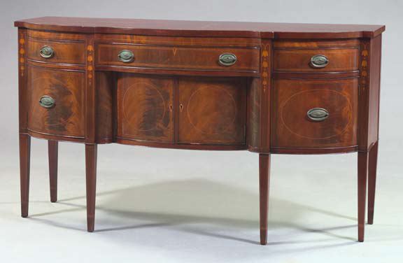 Appraisal: George III-Style Mahogany Sideboard the shaped and bowed top above