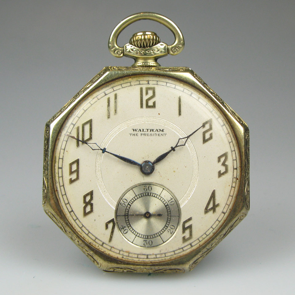 Appraisal: Waltham The President Openface Pocket Watch circa size serial jewel