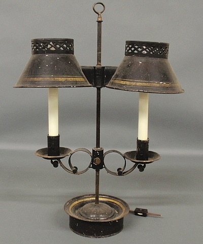 Appraisal: - Tole decorated adjustable table lamp h x w -