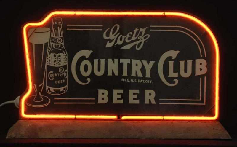 Appraisal: Goetz Country Club Bottle Glass Neon Sign Description s MK