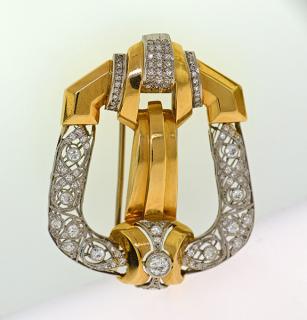 Appraisal: 's Platinum l and Diamond Buckle Pin 's platinum k