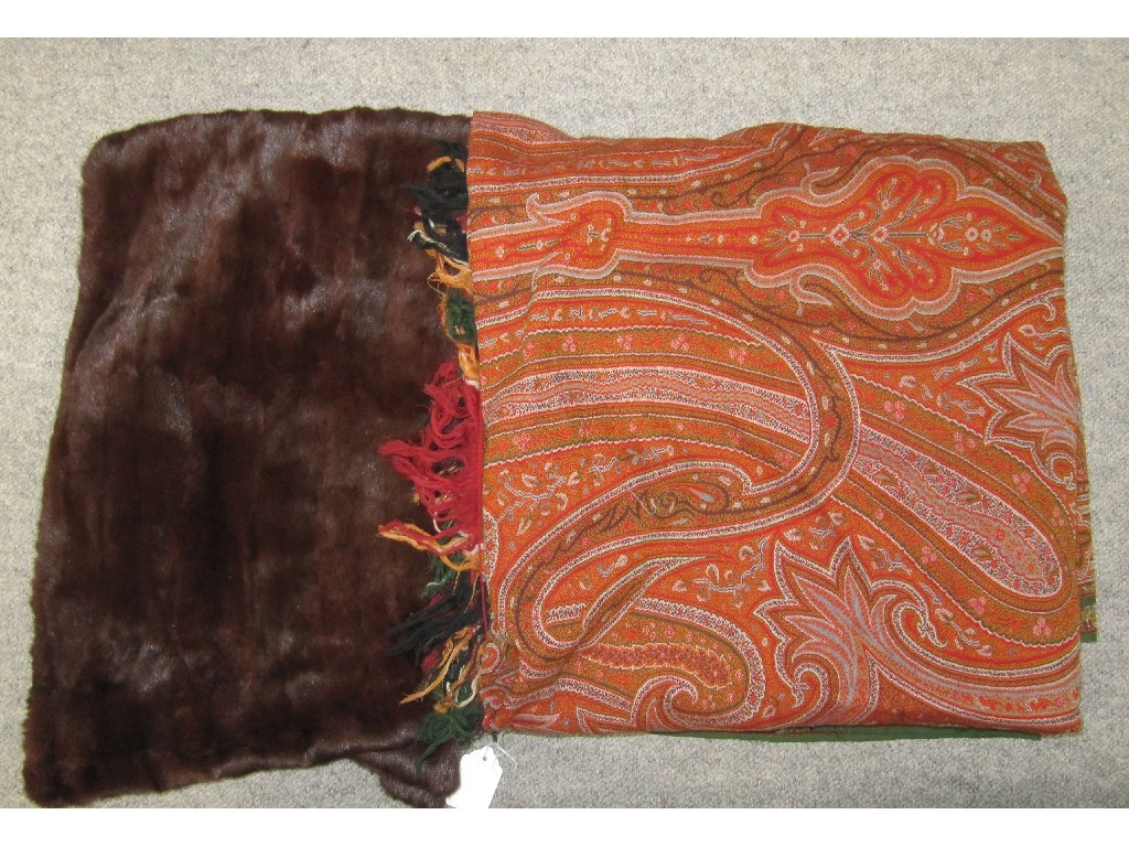 Appraisal: Paisley shawl and a fur stole