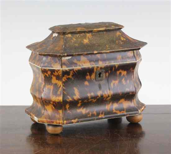 Appraisal: A Regency tortoiseshell two division tea caddy with silvered string