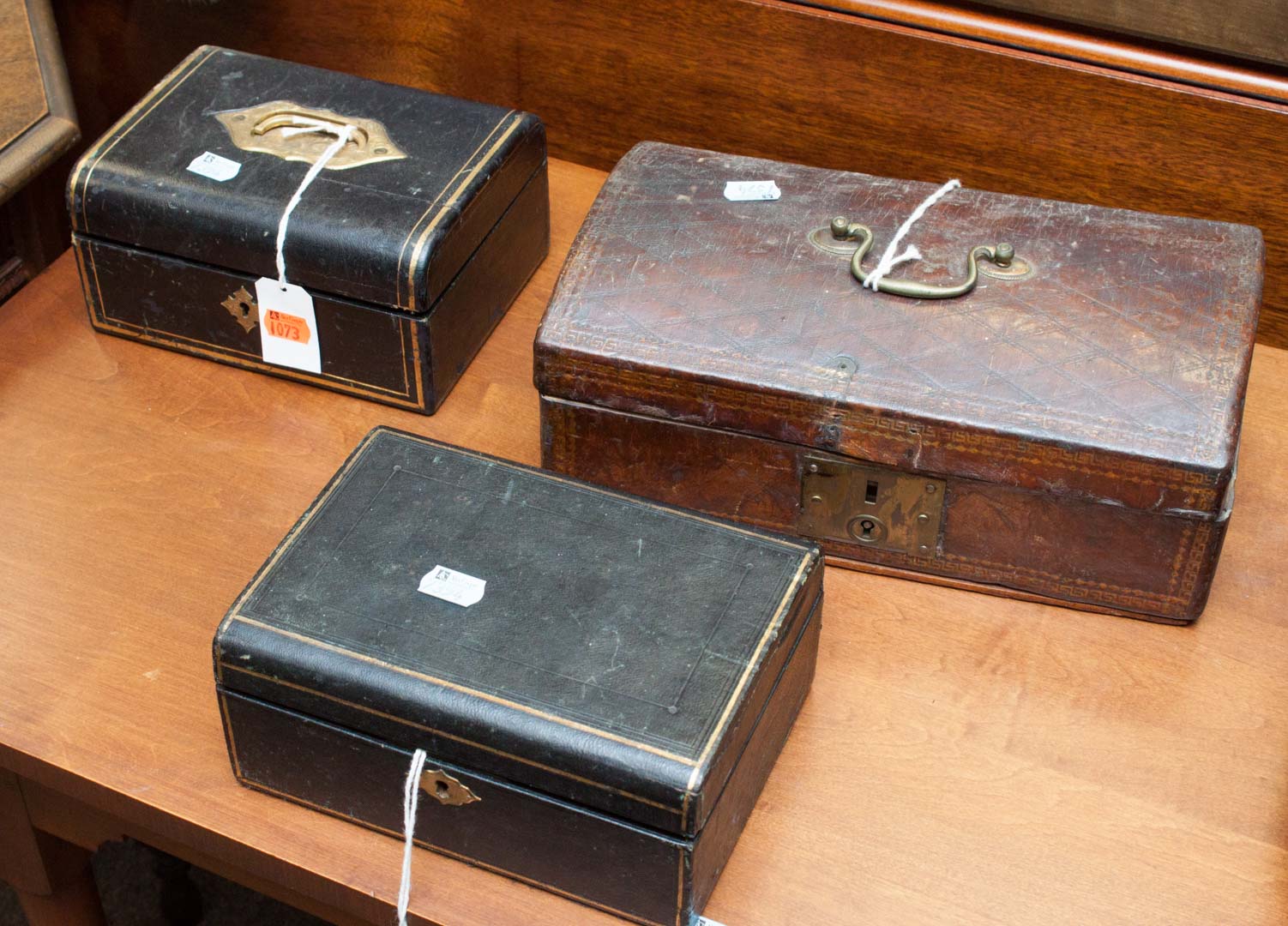 Appraisal: Two dresser boxes and a letter box