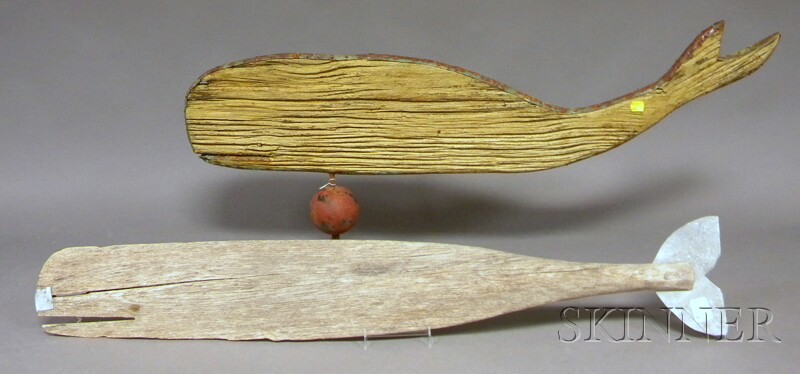 Appraisal: Two Folk Art Wood and Metal Whale Weather Vanes a