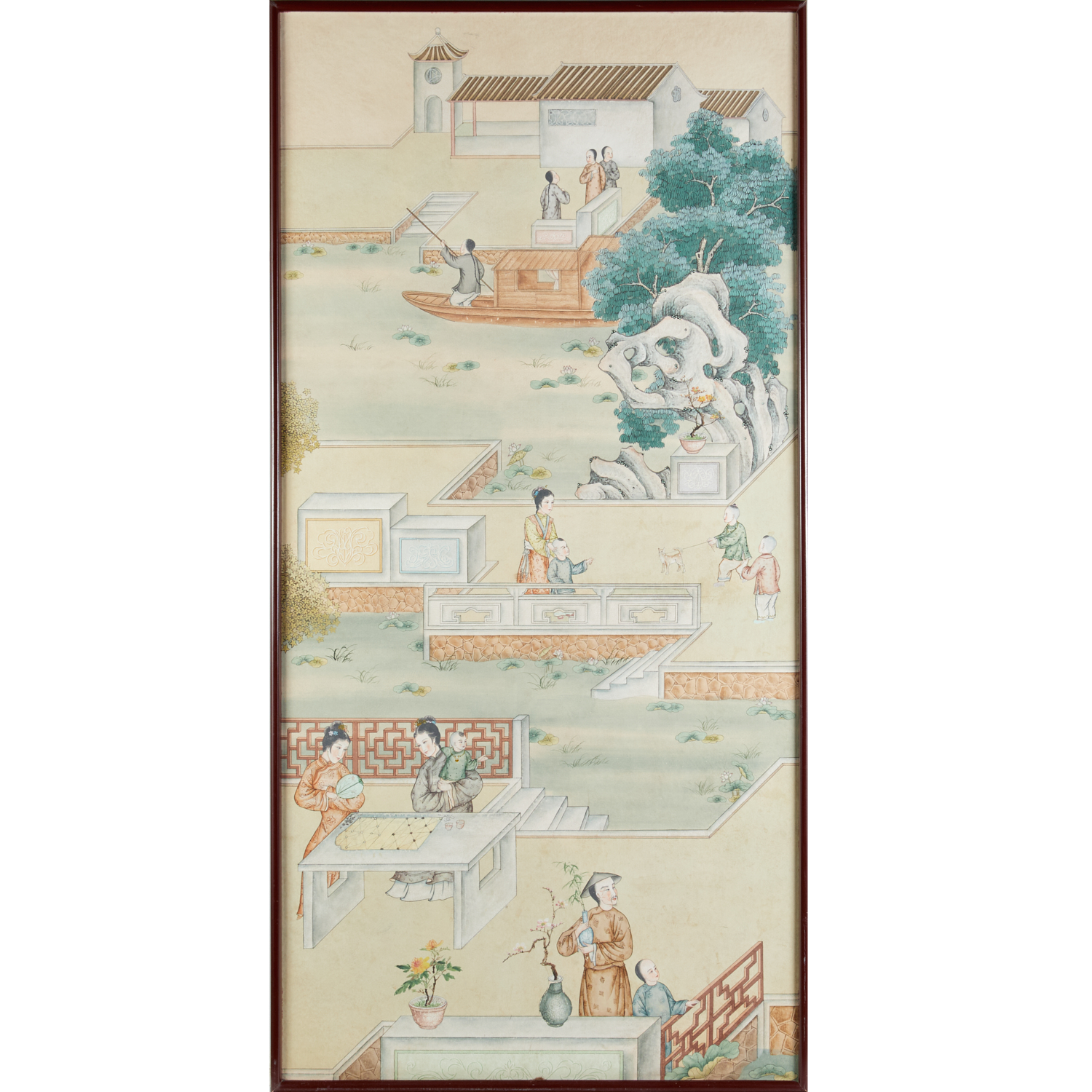 Appraisal: CHINESE SCHOOL LARGE SCROLL PAINTING Qing Dynasty th th c