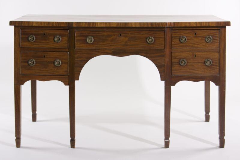 Appraisal: English Regency Breakfront Sideboard ca mahogany and mahogany veneers elm