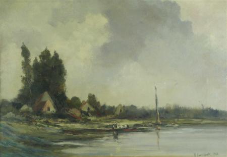 Appraisal: GERARD KOEKKOEK DUTCH - BOATING Signed and dated oil on