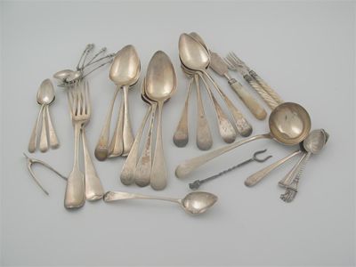 Appraisal: A small mixed lot of flatware cutlery eight George III