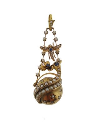 Appraisal: An unusual early th Century snake and butterfly pendant Set