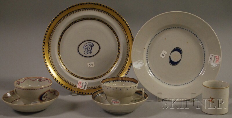 Appraisal: Seven Chinese Export Porcelain Items two teacups and saucers a