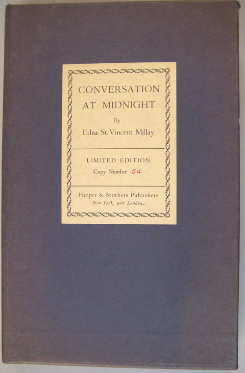 Appraisal: Millay Edna St Vincent Conversation at Midnight limited edition by