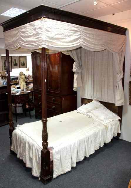 Appraisal: A George III style single tester bed with fluted foot