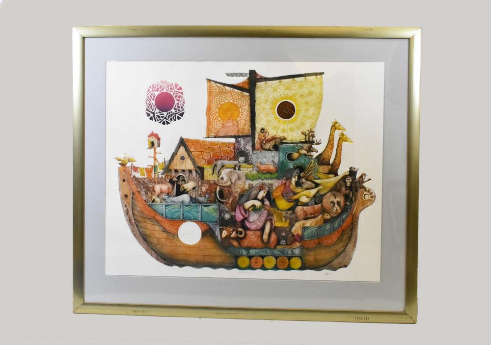 Appraisal: AMRAM EBGI AMERICAN B COLOR LITHOGRAPHNoah and the Ark Signed