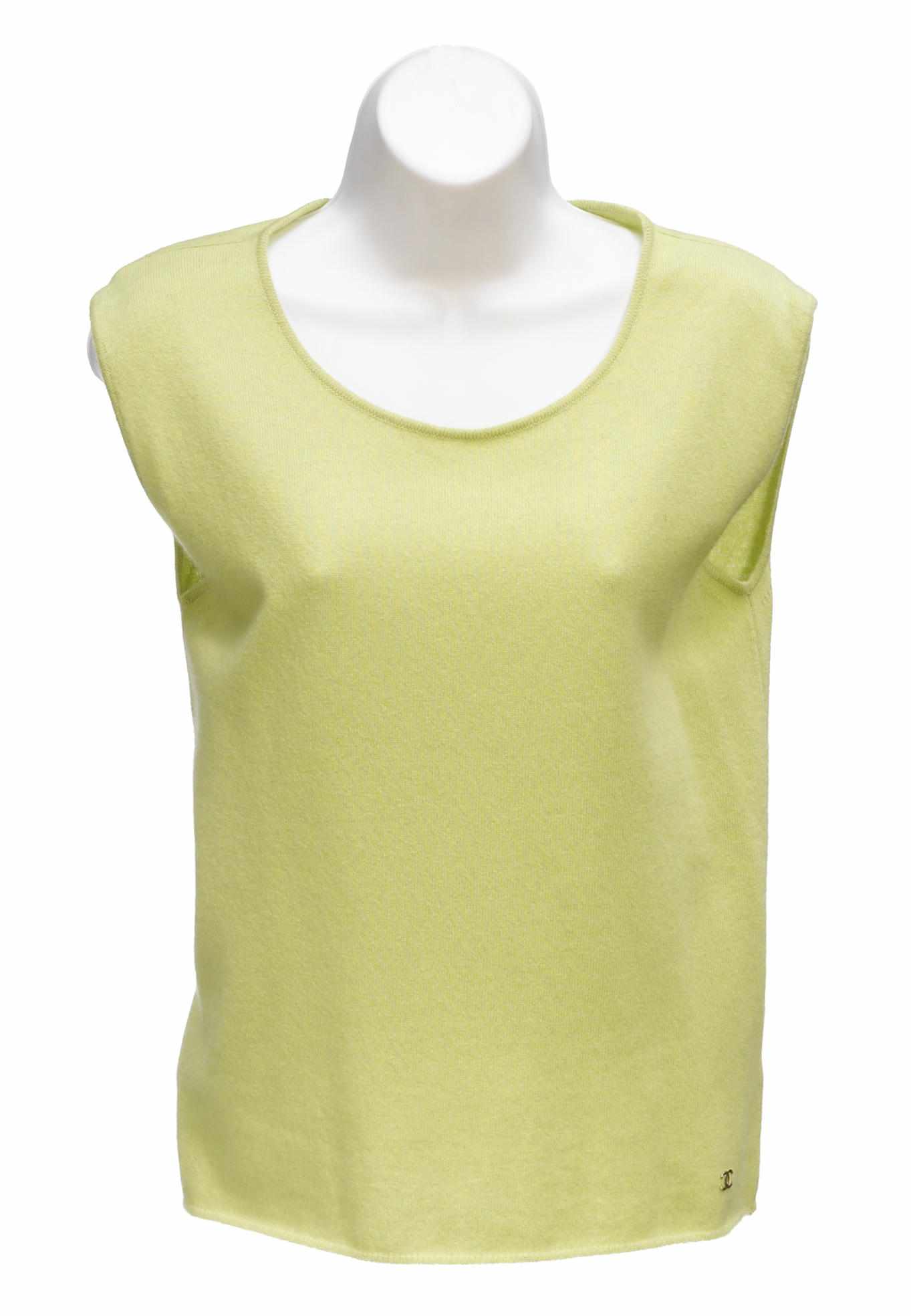 Appraisal: A Chanel lime green cashmere sleeveless sweater size together with