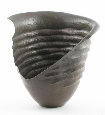 Appraisal: Aqua Poesy ' a copper patinated white metal sculptural vase