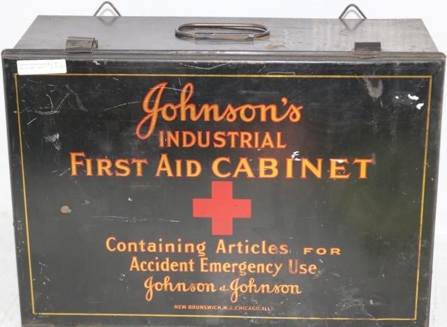 Appraisal: EARLY TH CENTURY JOHNSON S INDUSTRIAL FIRSTAID CABINET IN A