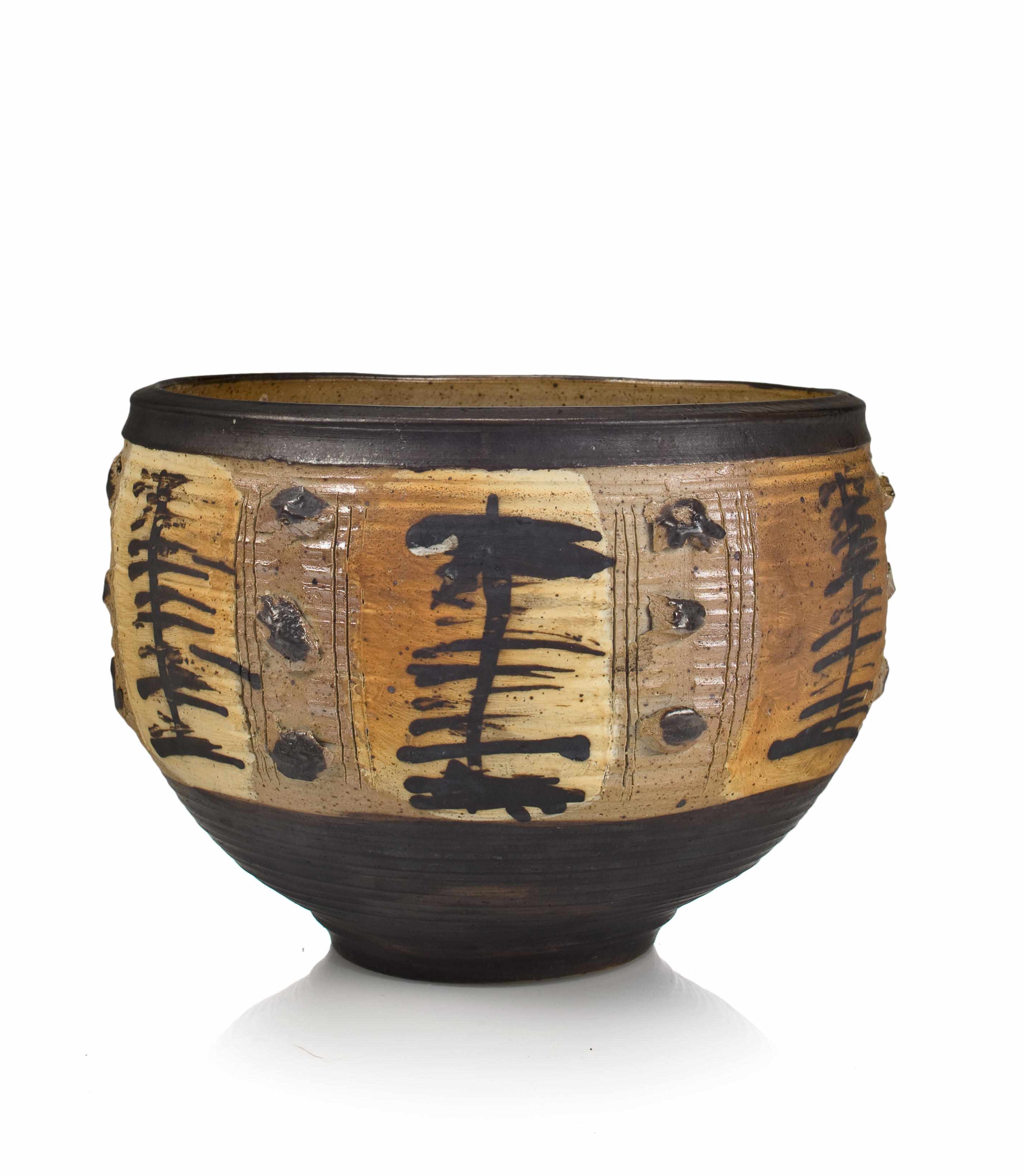 Appraisal: Vivika and Otto Heino American - and - incised bowl