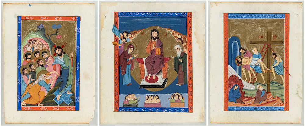 Appraisal: A GROUP OF THREE ARMENIAN MINIATURES WITH SCENES FROM THE