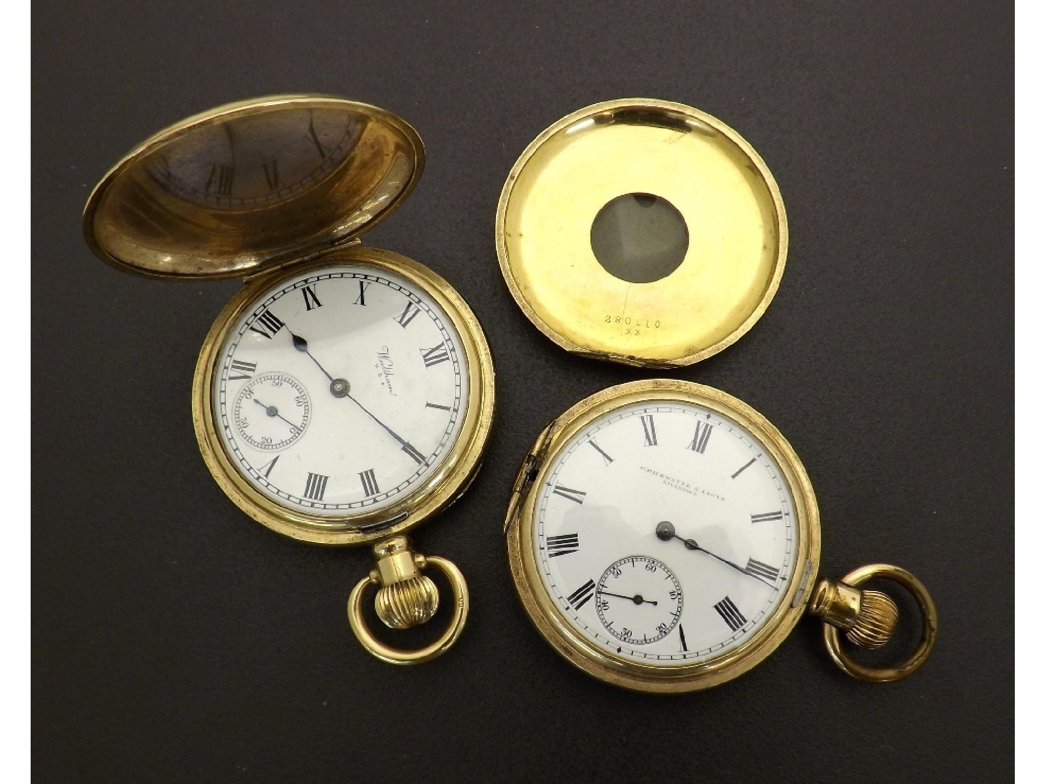 Appraisal: Waltham Traveler gold plated lever hunter pocket watch circa signed