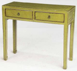 Appraisal: Green Painted Side Table Chinese distressed green paint finish two