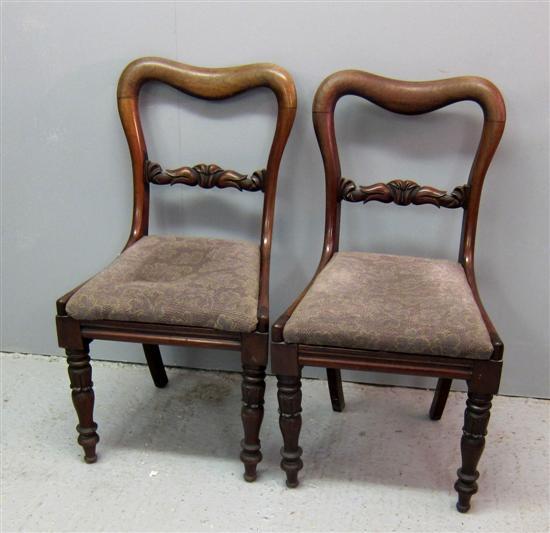 Appraisal: Pair of Victorian mahogany open back dining chairs