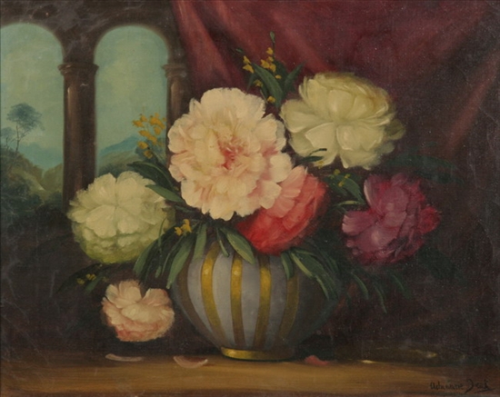 Appraisal: ATTRIBUTED TO ADRIENNE HERMINE DEAK-HENCZNE Hungarian - FLOWERS WITH COLUMNS