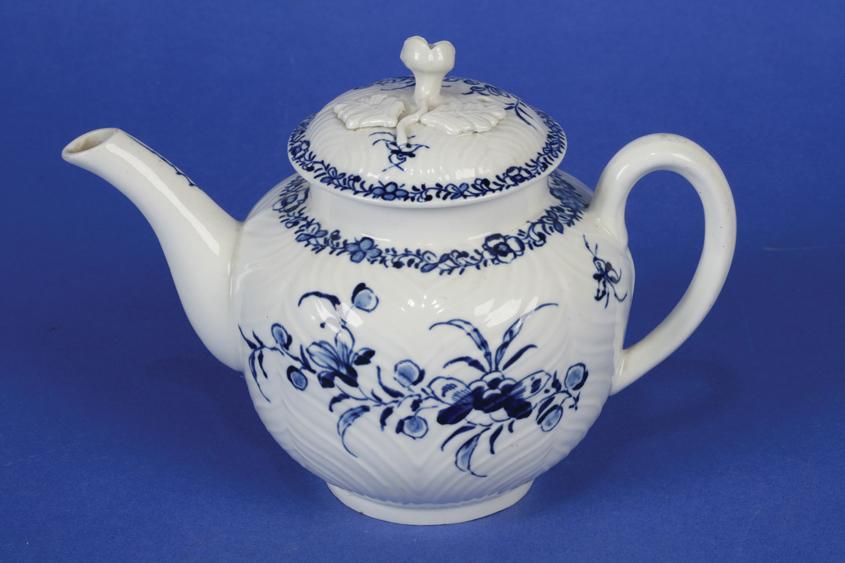 Appraisal: A FIRST PERIOD BLUE AND WHITE TEAPOT circa the globular