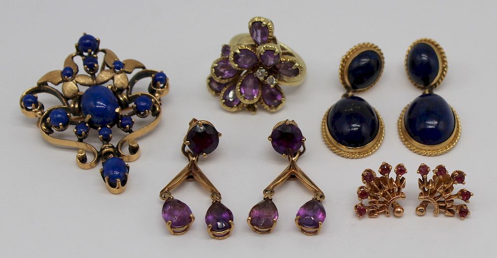 Appraisal: JEWELRY Assorted Gold and Colored Gem Grouping Includes a kt