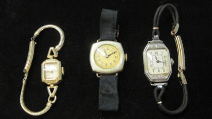 Appraisal: Three lady's gold wristwatches One karat white gold Miss Waltham