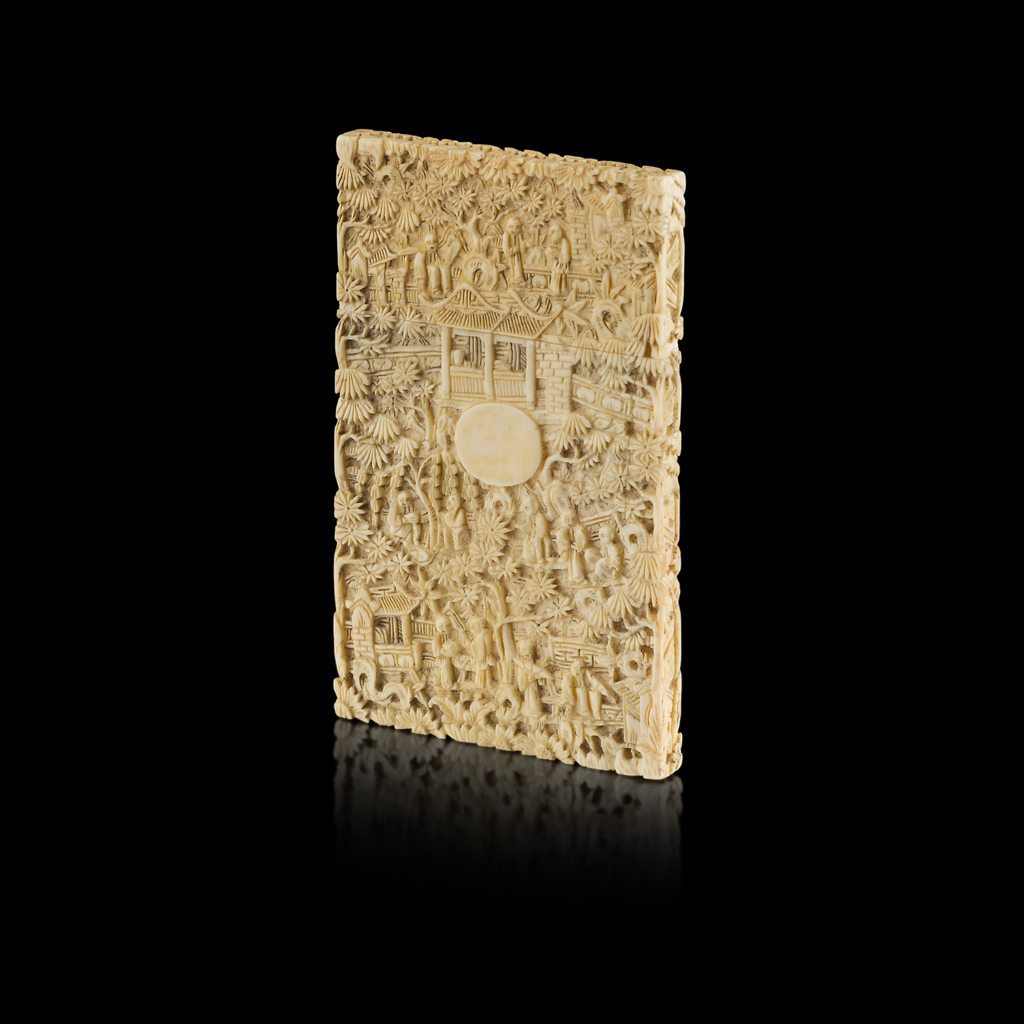 Appraisal: YCANTON CARVED IVORY CARD CASE LATE QING DYNASTY REPUBLIC PERIOD