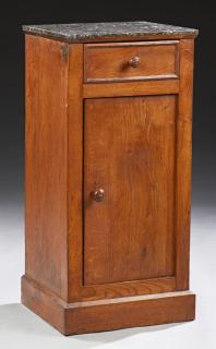 Appraisal: French Carved Oak Marble Top Nightstand th c the highly