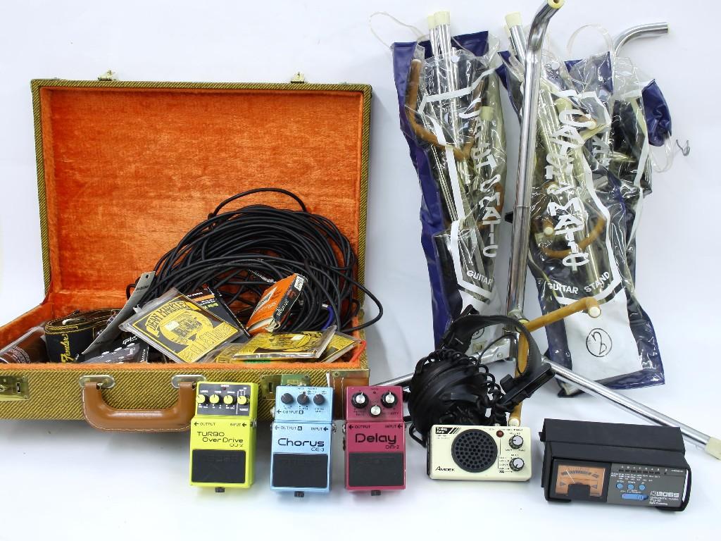 Appraisal: Quantity of guitar accessories to include three Boss effects pedals