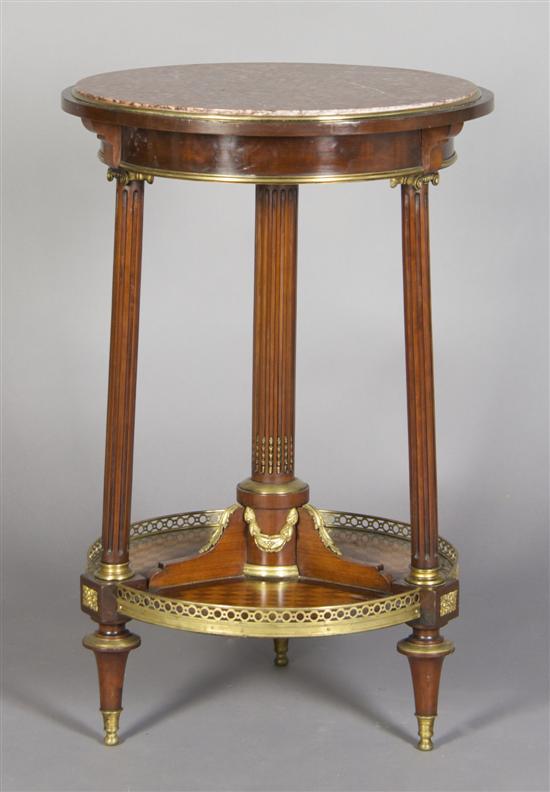 Appraisal: A French Gilt Metal Mounted Gueridon Height x diameter inches