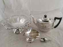 Appraisal: Silver plate a mixed lot comprising a half fluted teapot