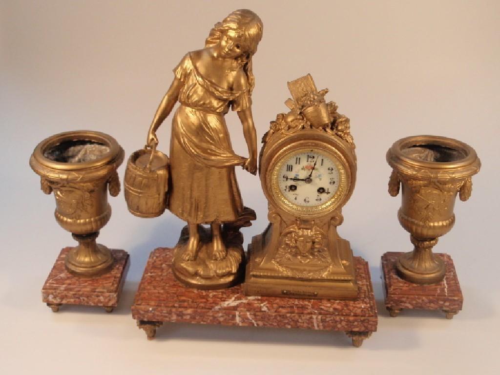 Appraisal: A late thC French clock garniture of three pieces the