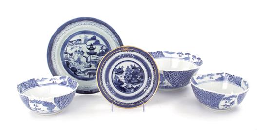 Appraisal: Chinese blue and white porcelain plates dishes and bowls th