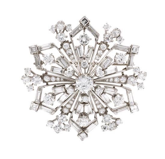 Appraisal: Sale Lot A Platinum and Diamond Snowflake Brooch in a