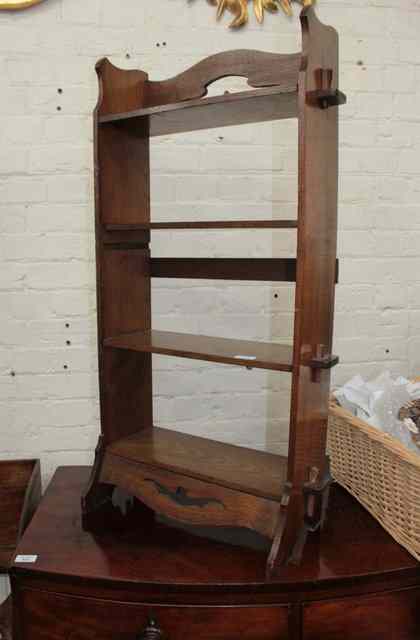 Appraisal: A TH CENTURY MAHOGANY THREE TIER SHELF wide together with