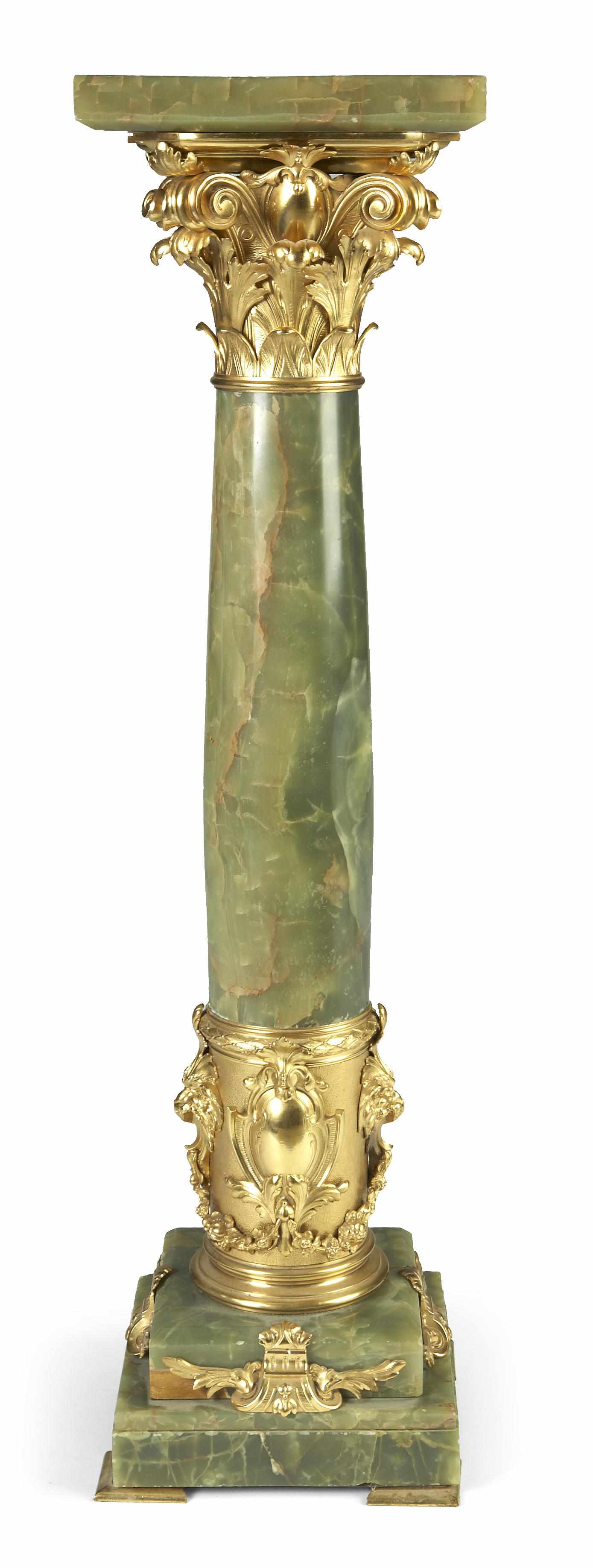 Appraisal: A Louis XVI style gilt bronze mounted onyx pedestal late