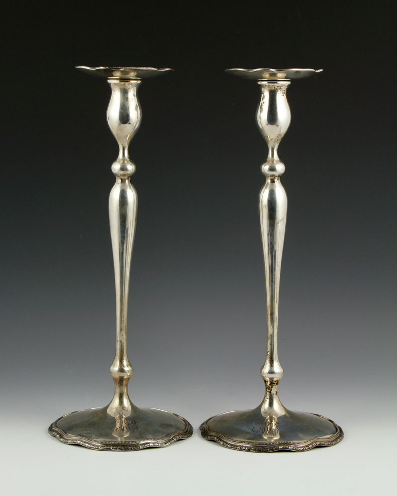 Appraisal: - Pr Shreve Co Sterling Candlesticks Pair of Shreve Co