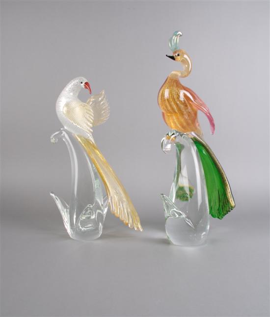 Appraisal: A Pair of Murano Glass Birds Height inches